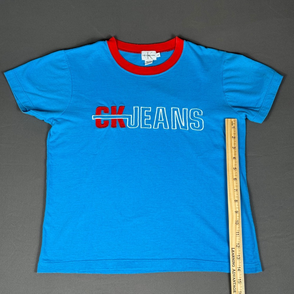Calvin Klein CK Jeans Vintage Blue Unisex Medium T Shirt 90s Y2k - Picture 7 of 8